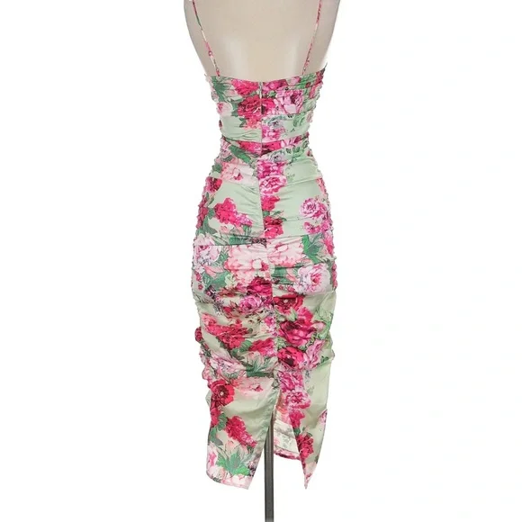 For Love And Lemons Robin Pink Floral Midi Dress Size L - Picture 5 of 7